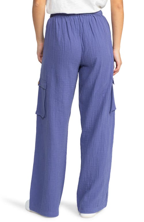 Roxy Precious Cargo Linen Blend Drawstring Pants In Marlin