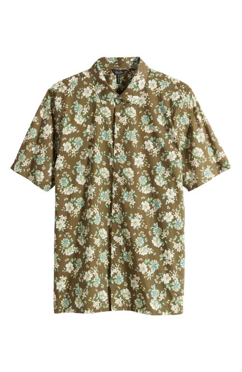 Big On-Point Short Sleeve Organic Cotton Button-Up Shirt in Green Capel Floral