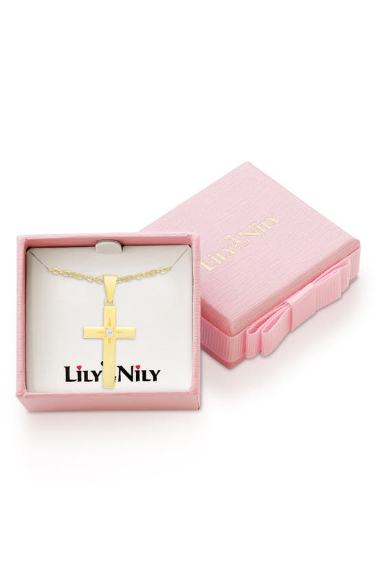 Lily Nily Kids' Cubic Zirconia Cross Pendant Necklace In Gold