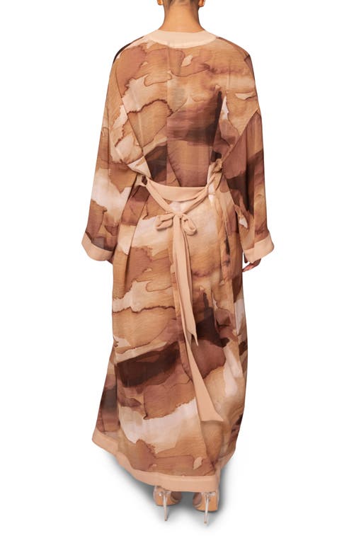 Shop Jluxlabel Alissa Abstract Print Wrap Duster In Brown