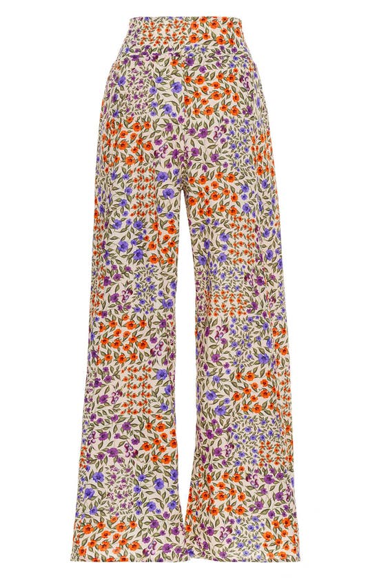 Shop Agua Bendita Mar Seed Print Wide Leg Cover-up Pants In Ivory Multicolor