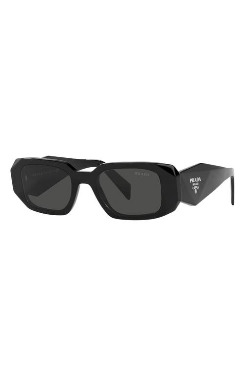 Shop Prada 51mm Rectangular Sunglasses In Black/dark Grey