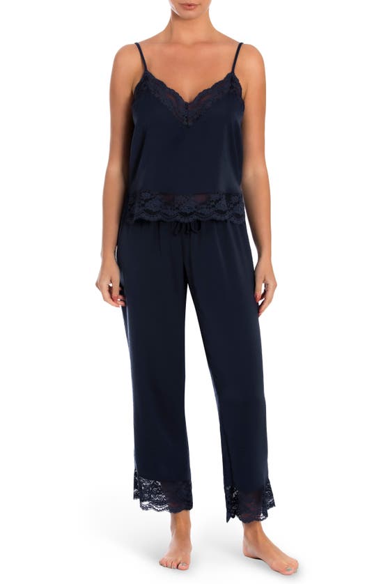 In Bloom By Jonquil Layla Lace Trim Pajamas In Navy | ModeSens