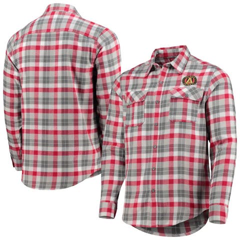 Men's Antigua Black/Gray Minnesota Vikings Ease Flannel Long Sleeve Button-Up  Shirt