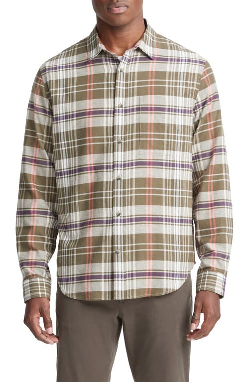 Vince Santa Barbara Plaid Button-Up Shirt Olive Cove/Desert Sky at Nordstrom,