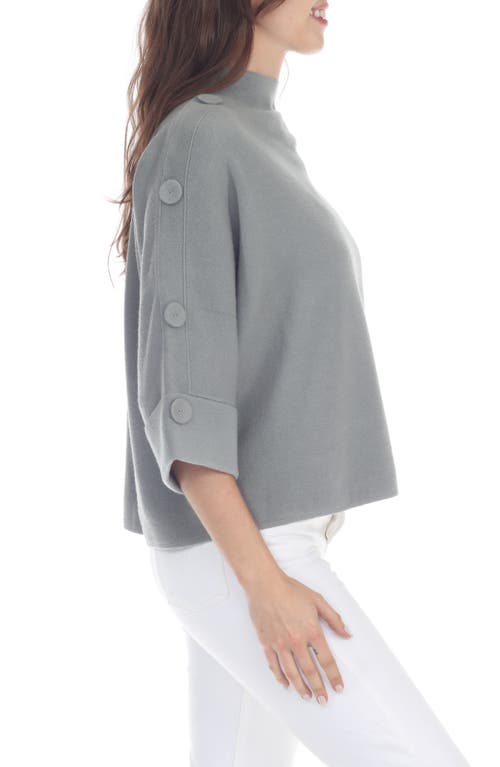 Rain And Rose Button Detail Sweater In Heather Grey