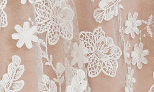 Shop Dress The Population Tahani Floral Embroidered Fit & Flare Midi Dress In White/nude