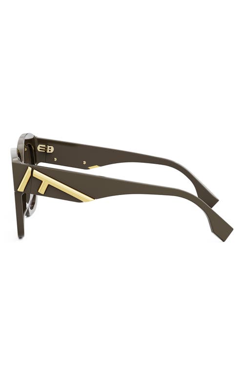 Shop Fendi ' First 63mm Square Sunglasses In Shiny Dark Brown/brown