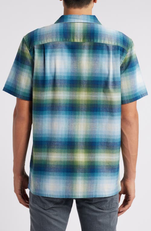 Shop Pendleton Baja Board Plaid Camp Shirt In Blue/green Ombre