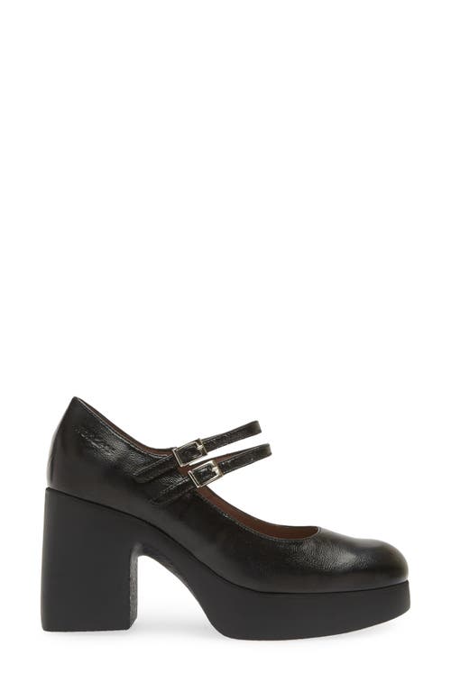 Wonders Platform Mary Jane Pump In Black Patent Leather