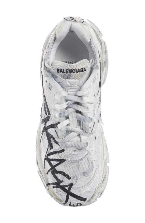 Shop Balenciaga Graffiti Runner In White/black