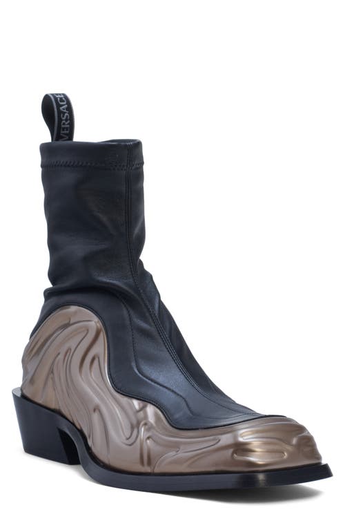 Molded Foam Square Toe Boot in Black/Silver
