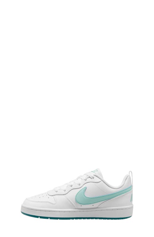 Shop Nike Kids' Court Borough Low Top Sneaker In White/jade Ice/geode Teal