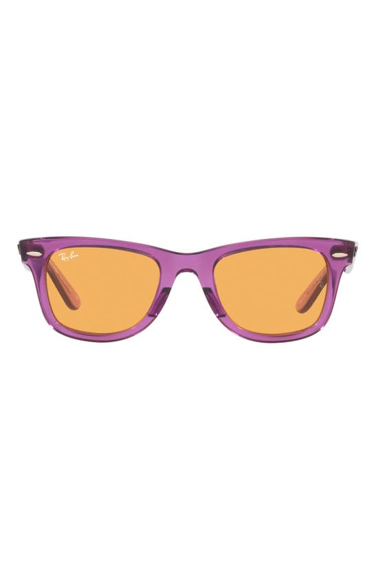 Ray Ban 52mm Square Sunglasses In Transparent Violet / Orange