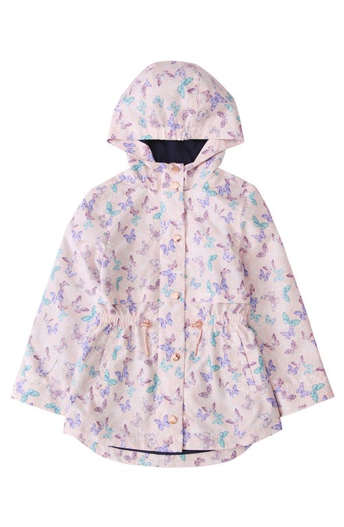 Rokka&rolla Kids' Lightweight Rain Jacket Trench Coat In Butterfly Pink