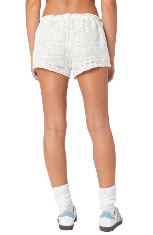 EDIKTED EDIKTED NEEDLEPOINT LACE DRAWSTRING SHORTS 