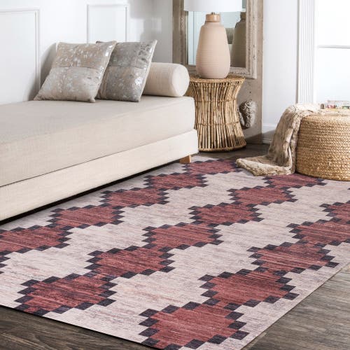 Jonathan Y Timantii Modern Trellis Kilim Machine-washable Area Rug In Red/ivory