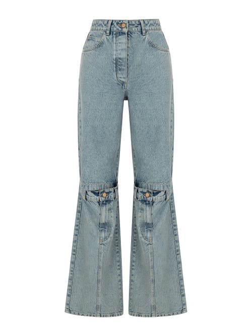 Shop Nocturne Open-knee Wide Leg Jeans In Indigo Blue