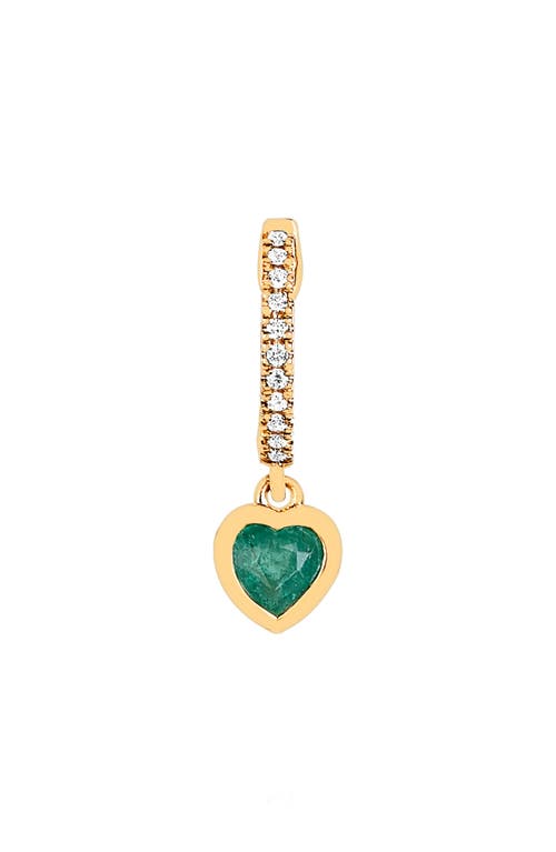 Shop Ef Collection Mini Heart Huggie Hoop Earring In 14k Yellow Gold/emerald