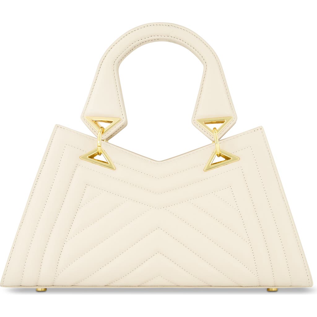 Mac Duggal Quilted Napa Leather Angular Handbag In Ecru