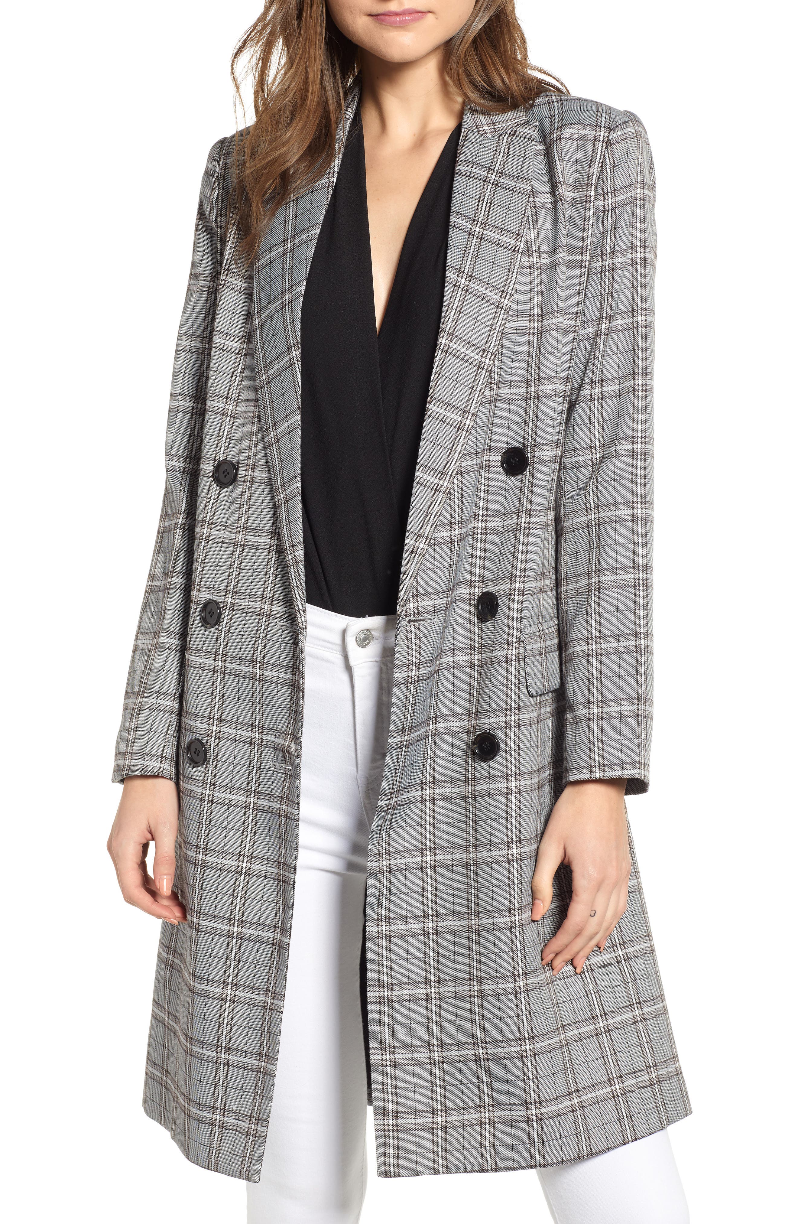 plaid longline coat