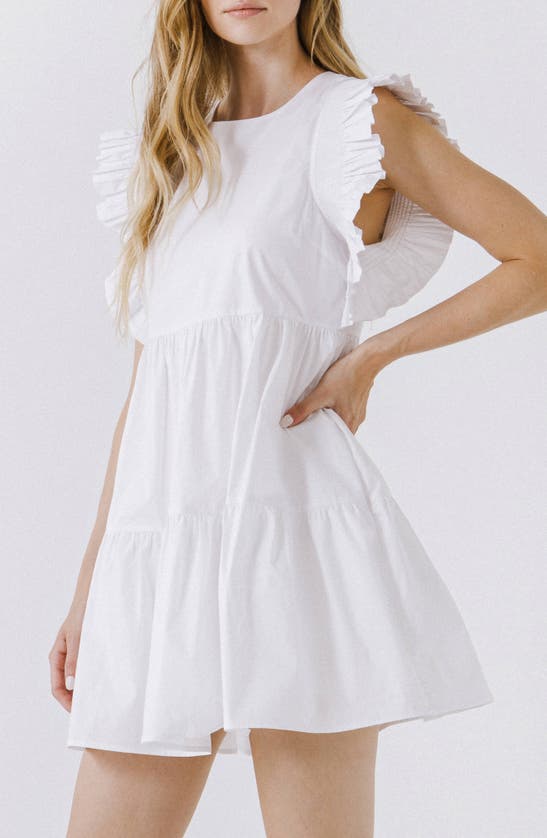 Shop English Factory Ruffle Babydoll Minidress In White