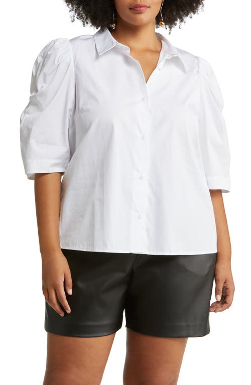 halogen(r) Ruched Sleeve Blouse in White