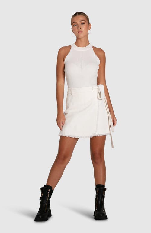 Belle & Bloom There She Goes Frayed Edge Skirt In Cream