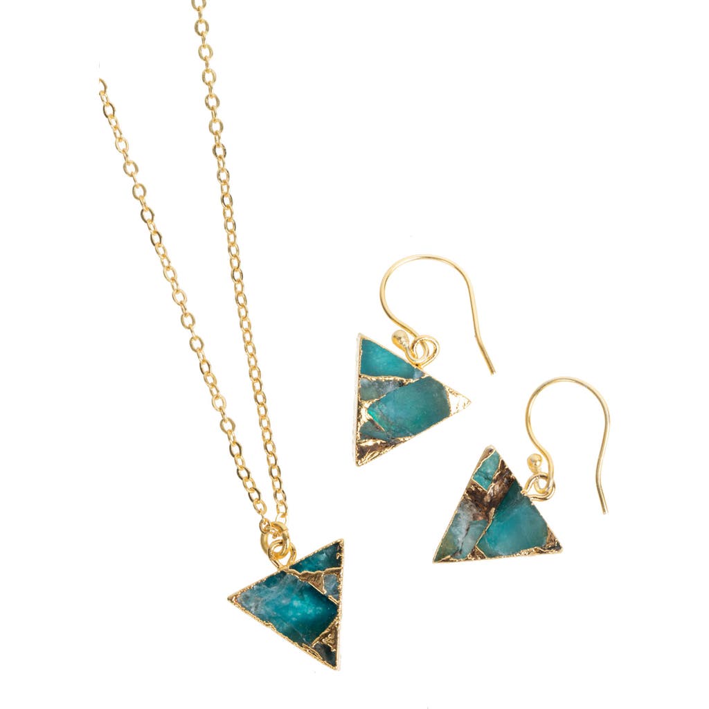 Saachi Mini Triangle Earrings And Necklace Set In Gold