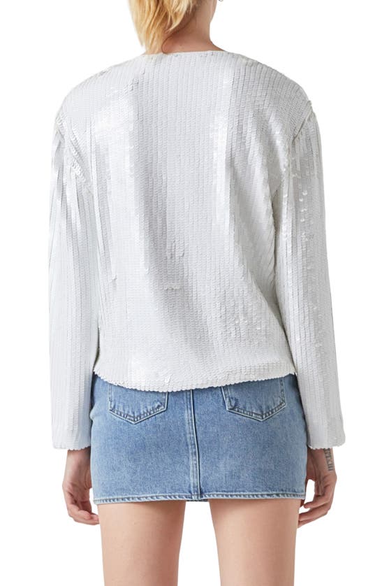 Shop Grey Lab Sequin Long Sleeve Top In White