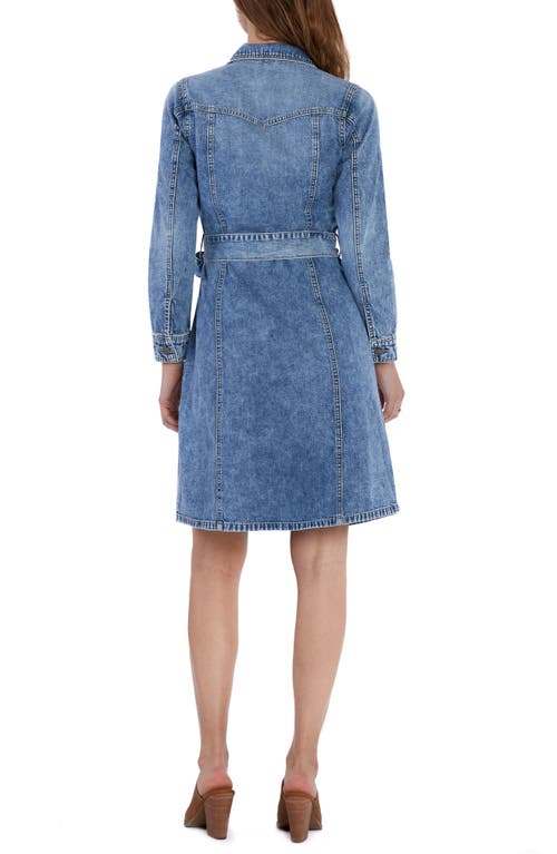 Wash Lab Denim Eleanor Belted Denim Shirtdress In Clear Blue