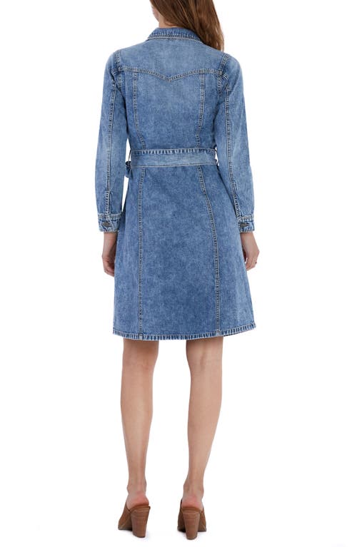 Shop Wash Lab Denim Eleanor Belted Denim Shirtdress In Clear Blue