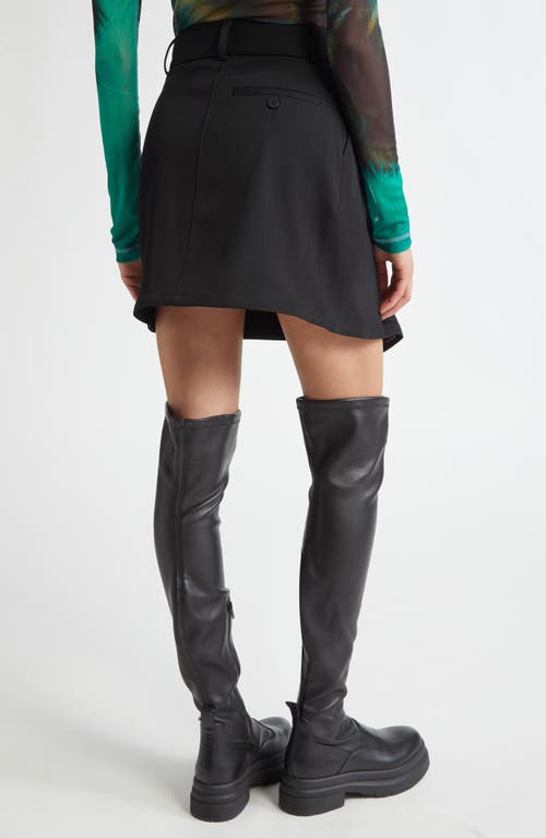 Shop Jw Anderson Foldover Belted Wool Gabardine Miniskirt In Black