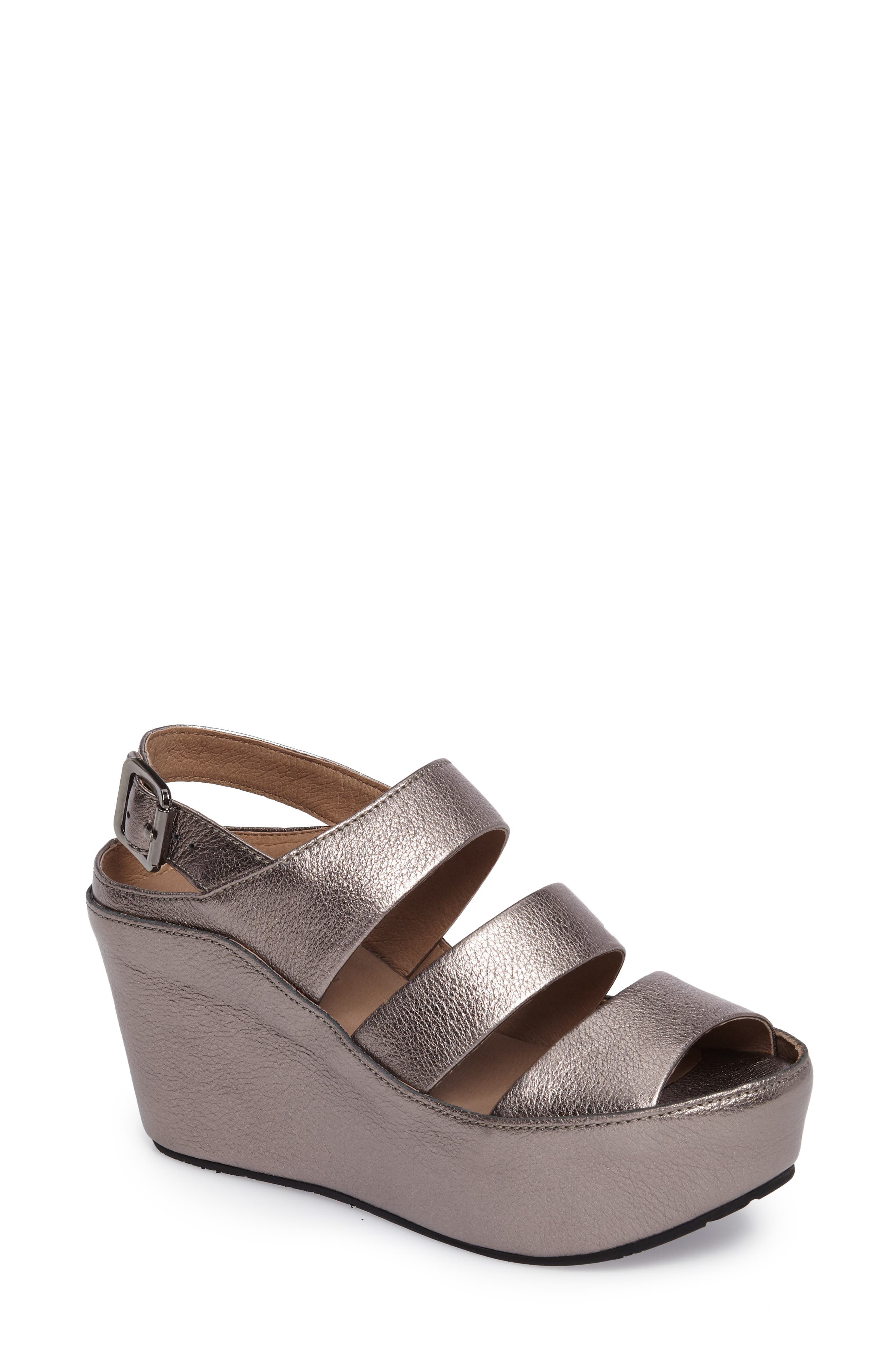 Chocolat Blu Windsor Platform Wedge Sandal- Metallic