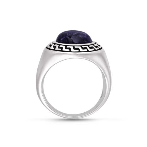 LUVMYJEWELRY LUVMYJEWELRY DARK BLUE SODALITE STERLING SILVER SIGNET MEN RING 