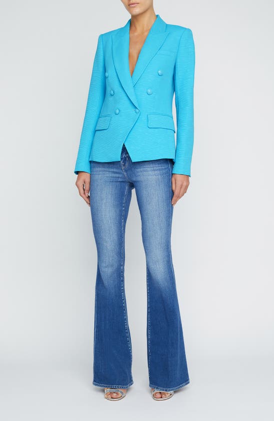 Shop L Agence Kenzie Double Breasted Blazer In Blue Atoll/ Multi