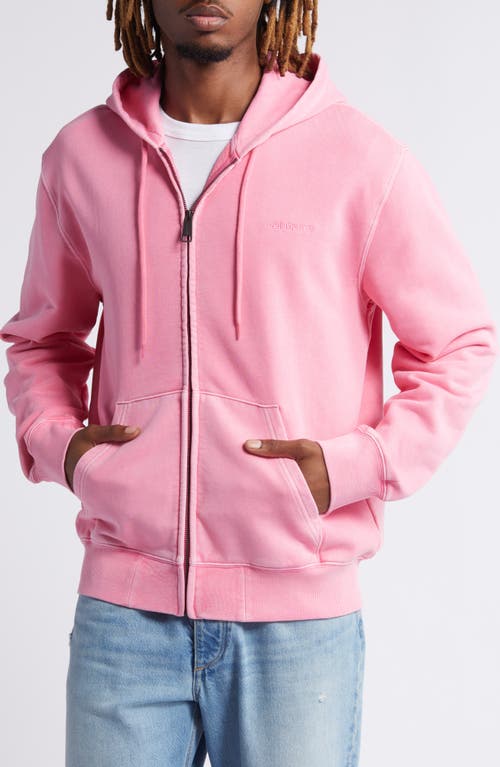 Shop Carhartt Work In Progress Duster Script Zip Hoodie In Charm Pink Garment Dyed