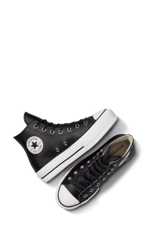 Shop Converse Chuck Taylor® All Star® Lift High Top Leather Sneaker In Black/black/white