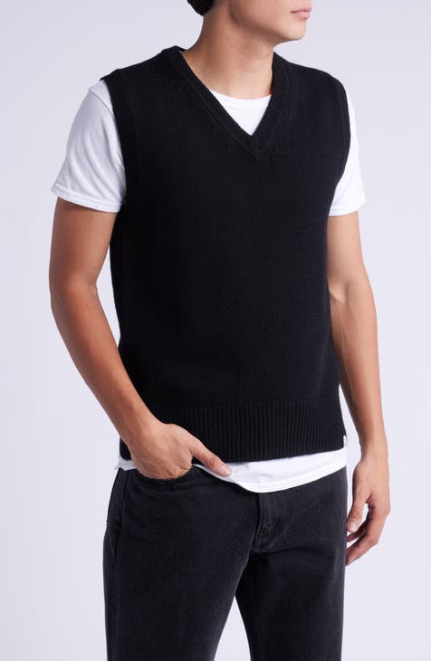 Black sweater vest mens hotsell