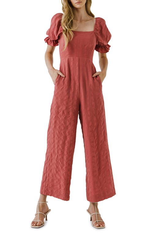 Free the Roses Square Neck Jumpsuit in Mauve