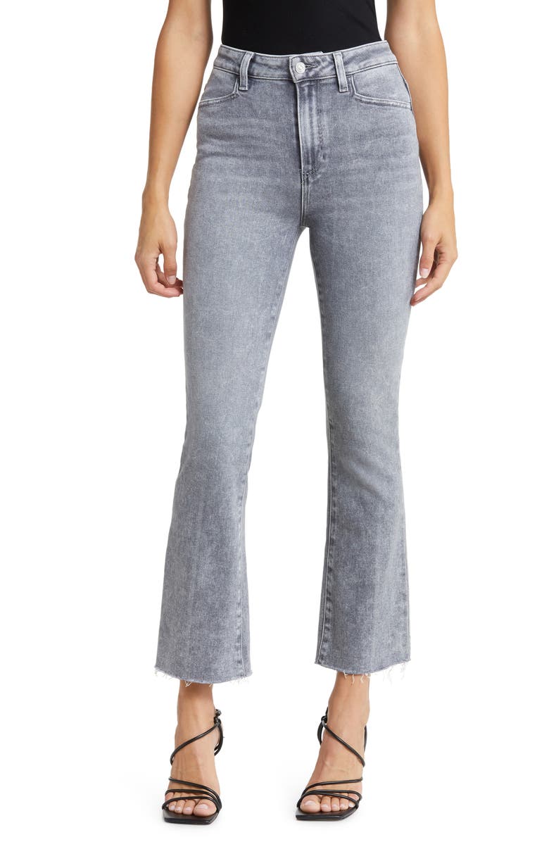 PAIGE Claudine High Waist Raw Hem Flare Jeans | Nordstrom