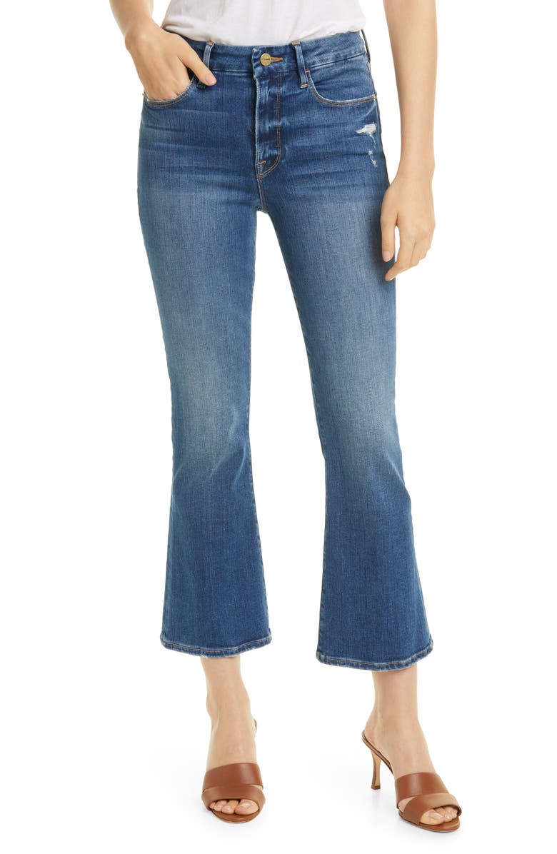 FRAME Le Mini Crop Distressed Bootcut Jeans (Packard Rips) | Nordstrom