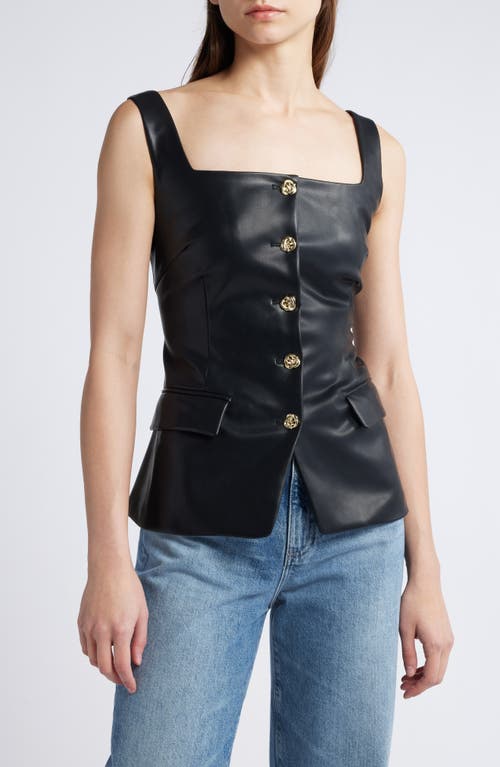 Shop Pixie Market Agatha Faux Leather Vest In Black