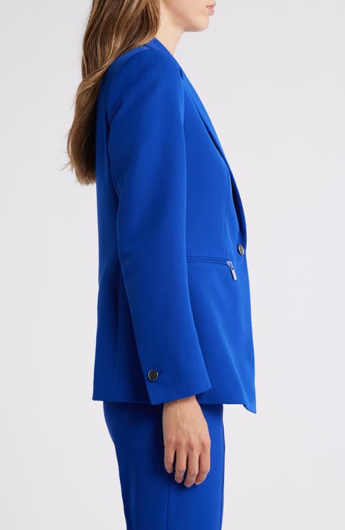 Anne Klein Zip Pocket Blazer In Vibrant Blue