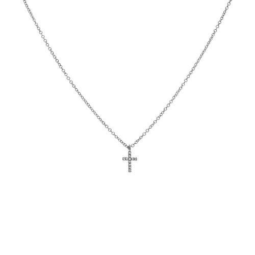 Shop Adina Eden By  Diamond Mini Cross Necklace 14k In 14k White Gold