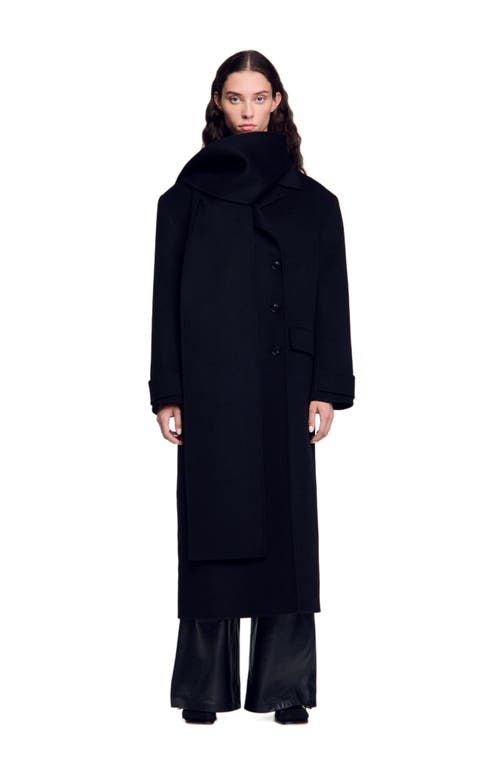 Shop Sandro Oversized Wool Coat In Black