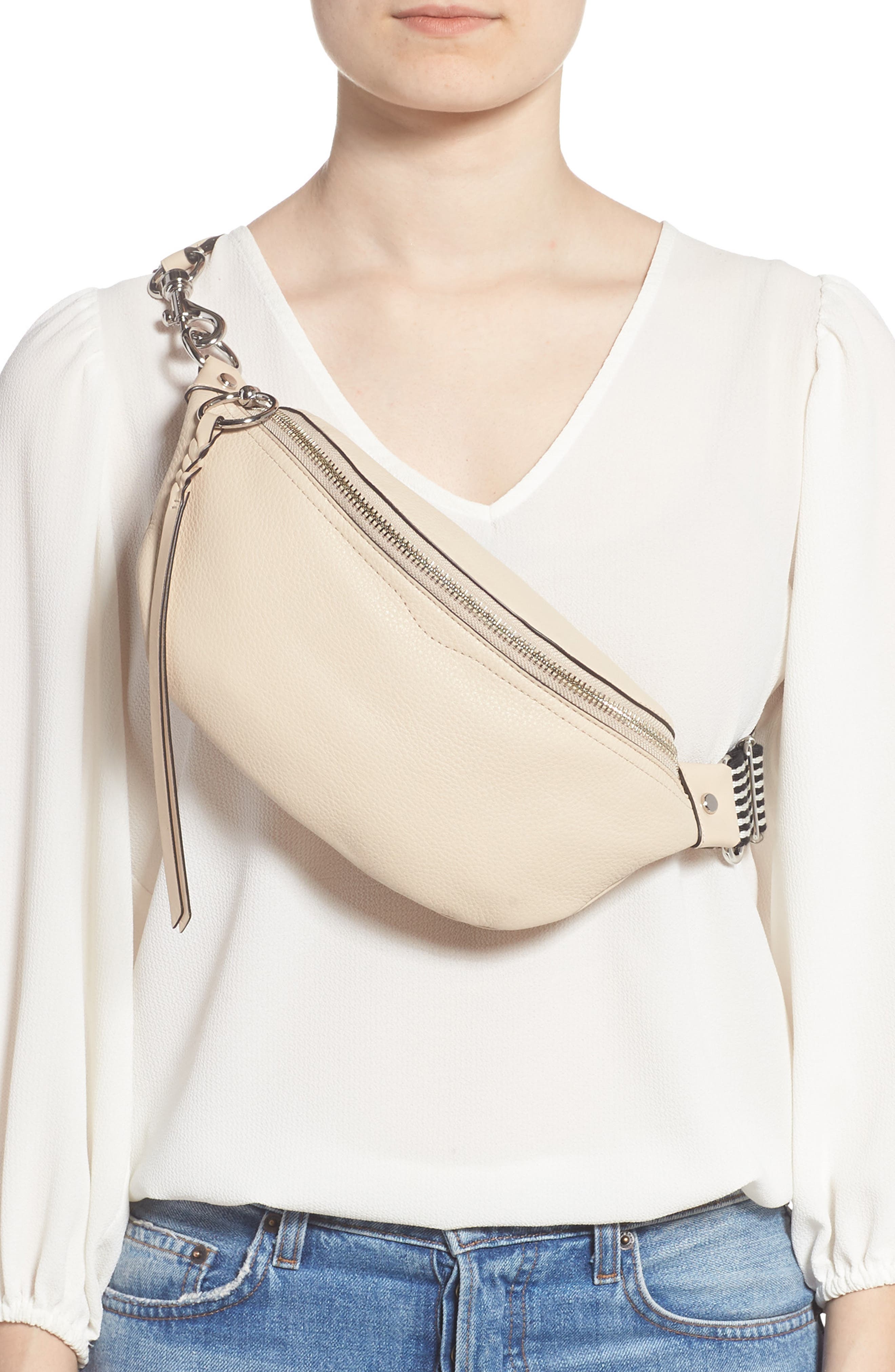 bree web strap leather belt bag