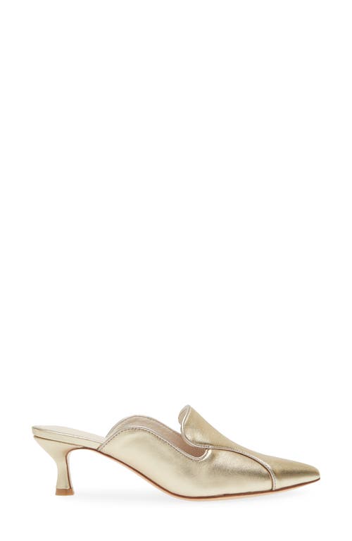 Shop Koko + Palenki Parker Pointed Toe Kitten Heel Mule In Gold Metallic Leather