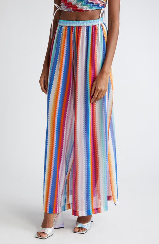 Shop Missoni Chevron Stripe Cotton & Silk Sheer Cover-up Pants In Multicolor Chevron-bw00pn