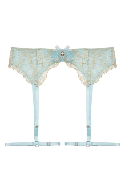 Playful Promises Ayaka Embrodiered Mesh Suspender Belt in Blue